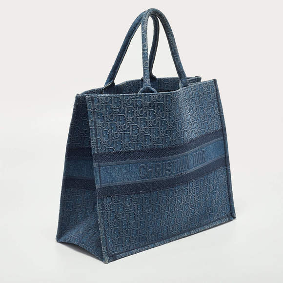 Dior Blue Oblique Denim Large Book Tote - Picture 4 of 9